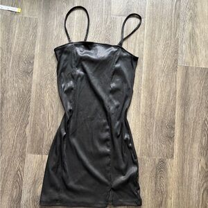 Sleek Black Slip Dress with Spaghetti Straps